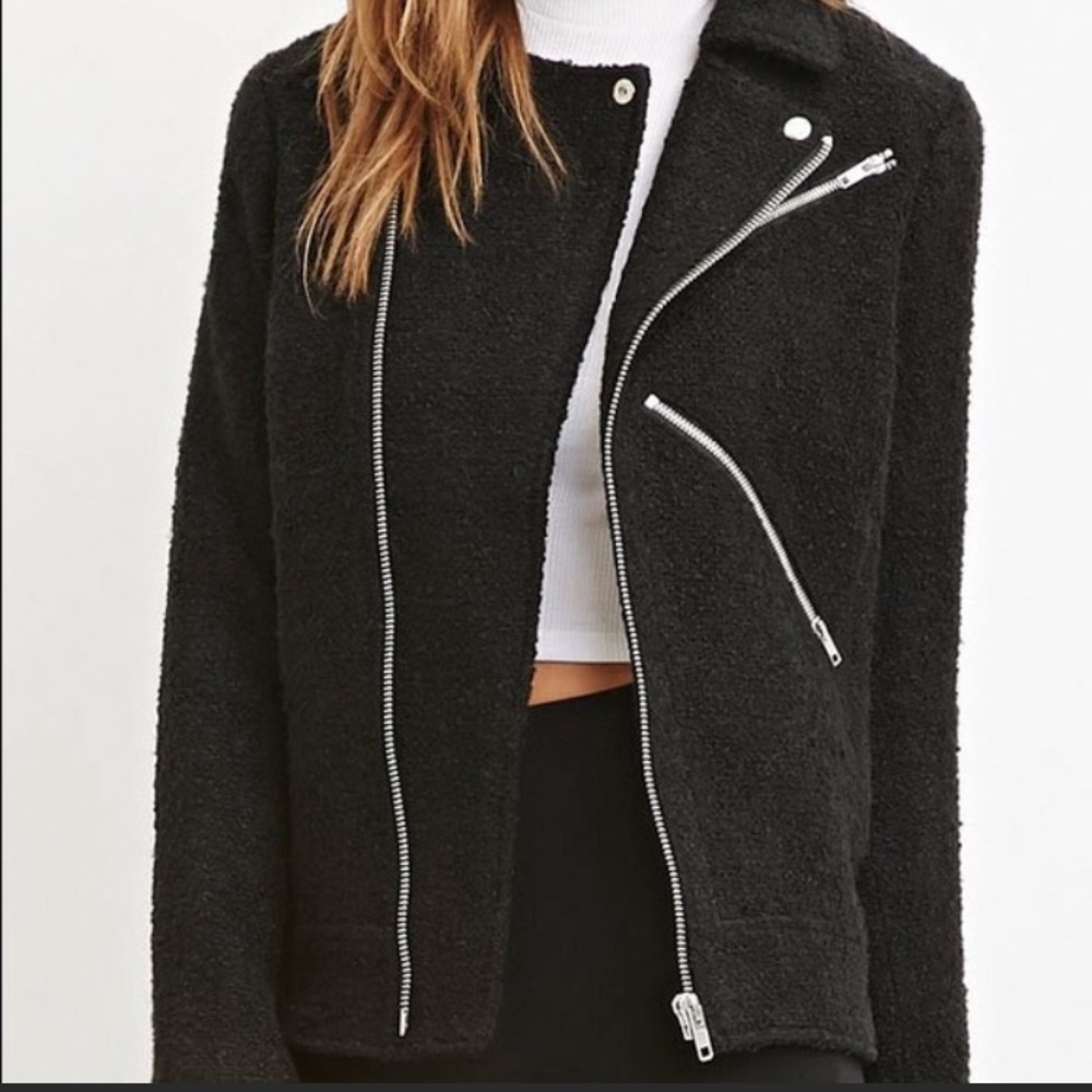 F21 Contemporary Moto Boucle Jacket